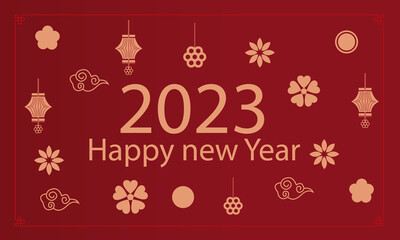 Set of Chinese New Year backgrounds, banners, cards, posters. Eastern zodiac symbol for 2023. Chinese New Year 2023 year of the rabbit