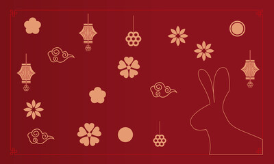 Set of Chinese New Year backgrounds, banners, cards, posters. Eastern zodiac symbol for 2023. Chinese New Year 2023 year of the rabbit