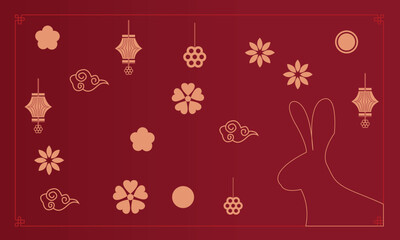 Set of Chinese New Year backgrounds, banners, cards, posters. Eastern zodiac symbol for 2023. Chinese New Year 2023 year of the rabbit