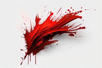 Hand drawn acrylic red paint brush stroke on isolated background.