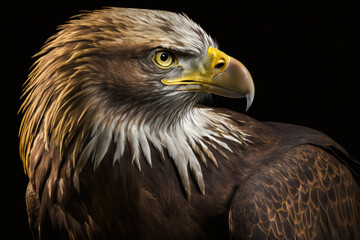 Obraz premium Photorealistic ai artwork of a portrait of a bald eagle. Generative ai.