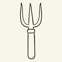 Garden fork. Hand drawn vector illustration