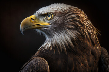 Obraz premium Photorealistic ai artwork of a portrait of a bald eagle. Generative ai.
