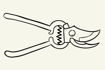 Pruner. Hand drawn vector illustration