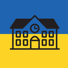 house on the background of the flag of Ukraine