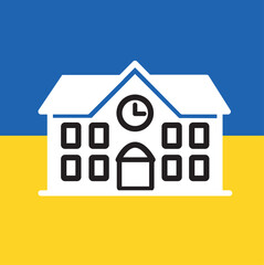house on the background of the flag of Ukraine
