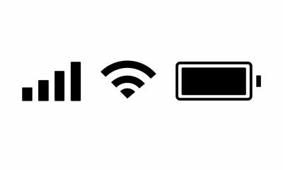 wifi icon isolated on white background for phone. Charging status symbol modern, simple, 2 SIM cards, icon for website design, mobile application, user interface illustration