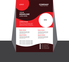 A Simple Flyer design, cover layout, annual report, poster, flyer in A4,modern template, in Red White &Black color, perfect for creative professional business,vector illustration template in A4 size.