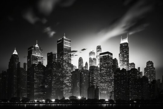 Black and white city skyline
