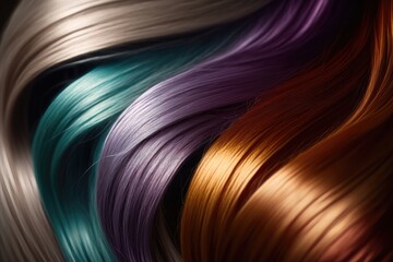 Fototapeta premium Hair colors dyed palette. Set background. Close-up. AI Generation