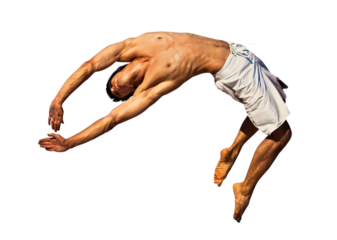 Young man jumping high