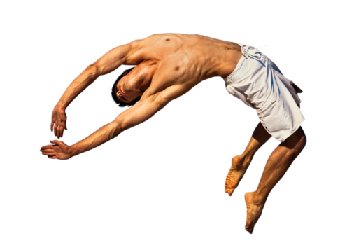 Young man jumping high