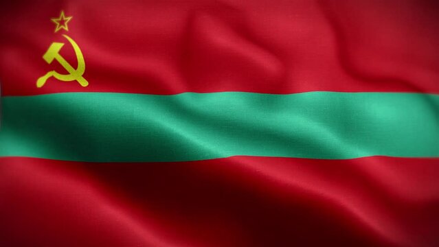4K Textured Flag of Transnistria Animation Stock Video - Transnistria Flag Waving in Loop - Highly Detailed Transnistria Flag Stock Video