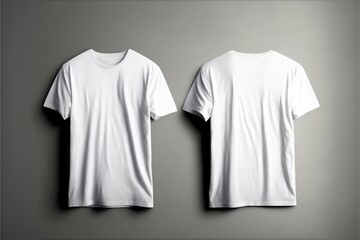 white t shirt template, front and back, white background, 3d tshirt mockup with shadows, generative ai	
