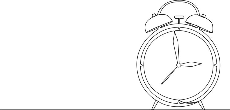 recommend clip art: continuous single line drawing of vintage alarm clock, line art vector illustration