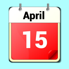 day on the calendar, vector image format, April 15.