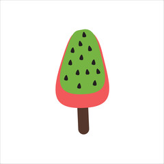 Ice cream on a stick.Vector illustration isolated on white background.