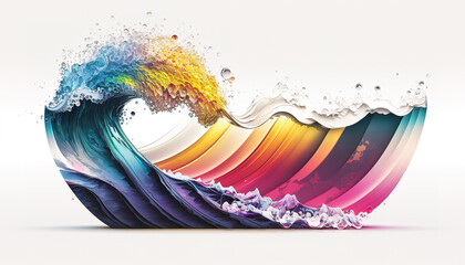 Fototapeta premium a cool dimensional looking wave in a japanese classic style, mixed with the modern art, generative ai technology
