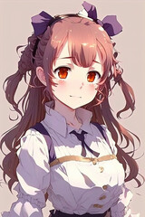 a cute but shy anime girl in a school and butler dress, generative ai technology