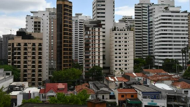 Sao Paulo - SP, Brazil: Time-lapse on the city's central region with view to the buildings, Aclimacao neighborhood. 
