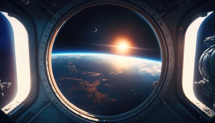 Earth's Splendor: Satellite Image Captures Stunning Sunset and City Lights, AI 
