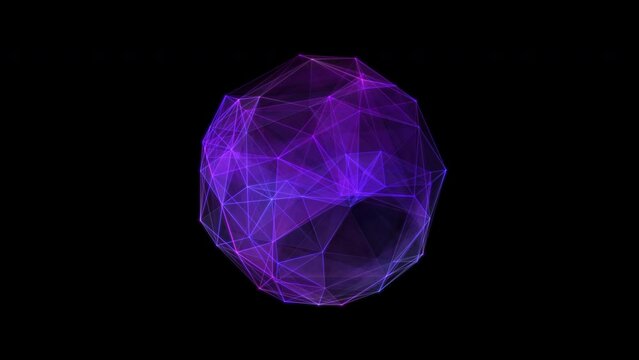 Abstract technology sphere background from animated lines and dots. Looping seamless space geometrical backdrop