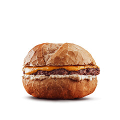Cheese burger with crispy bun - Isolated
