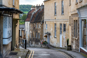 Old grungy houses in street of Bath City, UK