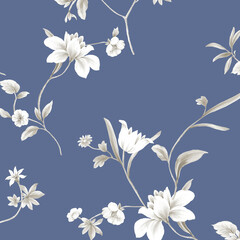 Watercolor flowers, leaves, fruits and vegetables