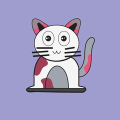 Free vector a sticker template of cat cartoon character