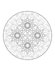 Coloring book page. Round gradient mandala on white isolated background.  Vector ethnic oriental circle ornament. Mandala. Vintage decorative elements. Hand drawn background. Islam, Arabic, Indian