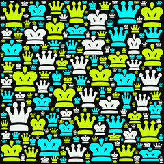 seamless colourful  pattern with crowns