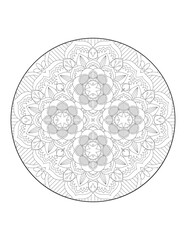 Coloring book page. Round gradient mandala on white isolated background.  Vector ethnic oriental circle ornament. Mandala. Vintage decorative elements. Hand drawn background. Islam, Arabic, Indian