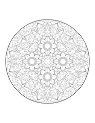 Coloring book page. Round gradient mandala on white isolated background.  Vector ethnic oriental circle ornament. Mandala. Vintage decorative elements. Hand drawn background. Islam, Arabic, Indian
