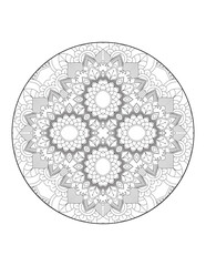 Coloring book page. Round gradient mandala on white isolated background.  Vector ethnic oriental circle ornament. Mandala. Vintage decorative elements. Hand drawn background. Islam, Arabic, Indian