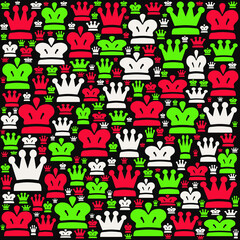 seamless colourful  pattern with crowns