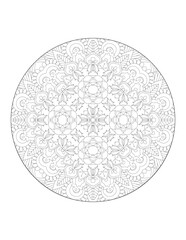 Coloring book page. Round gradient mandala on white isolated background.  Vector ethnic oriental circle ornament. Mandala. Vintage decorative elements. Hand drawn background. Islam, Arabic, Indian