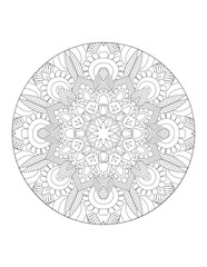 Coloring book page. Round gradient mandala on white isolated background.  Vector ethnic oriental circle ornament. Mandala. Vintage decorative elements. Hand drawn background. Islam, Arabic, Indian