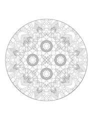 Coloring book page. Round gradient mandala on white isolated background.  Vector ethnic oriental circle ornament. Mandala. Vintage decorative elements. Hand drawn background. Islam, Arabic, Indian