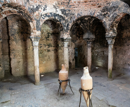 Ruins of the old Arab Baths (Banys Arabs) in Palma de Mallorca, Balearic Islands, Spain