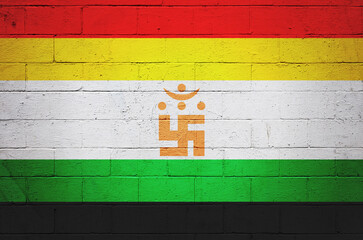 Flag of the Jainism painted on a wall