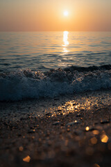 mediterranean sea in Alanya Turkey. Sunset at the sea