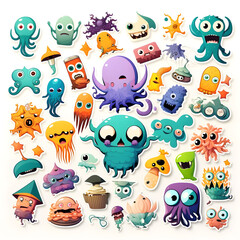Obraz premium Stickers set of monsters