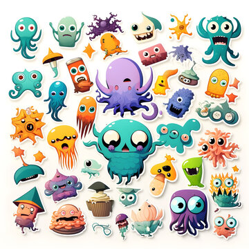 Stickers set of monsters