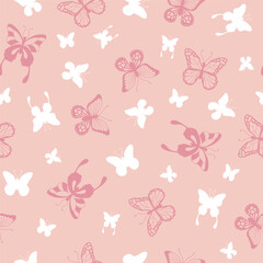 Pink Butterfly Seamless Vector Repeat Pattern