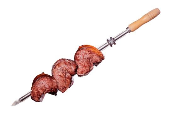 A brazilian traditional barbecue grilled rump cap on the stick - Picnha no espeto
