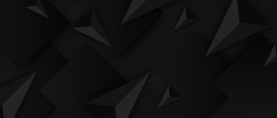 Abstract triangles pattern luxury dark background. Banner with geometric shapes. Vector EPS 10