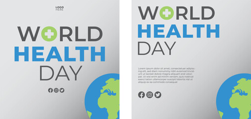 World health day social media post set template
