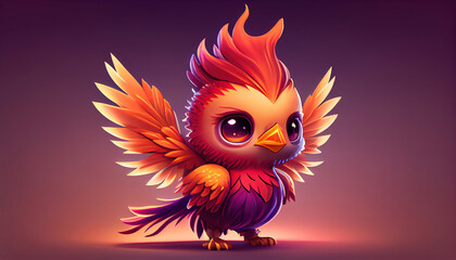 Fototapeta premium 3D Illustration of cute phoenix. Generative AI. 