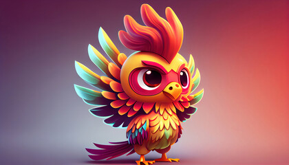 Obraz premium 3D Illustration of cute phoenix. Generative AI. 
